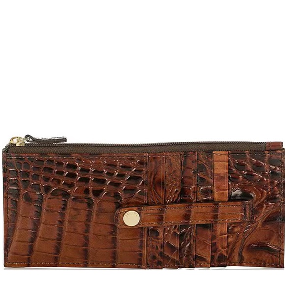 Brahmin Melbourne Collection Leather Crocodile-Embossed Credit Card Wallet NWT - Picture 2 of 11